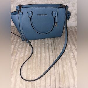 Michael Kors Blue Saffiano Leather Satchel